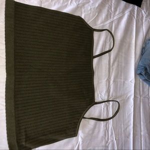 army green fitted crop top